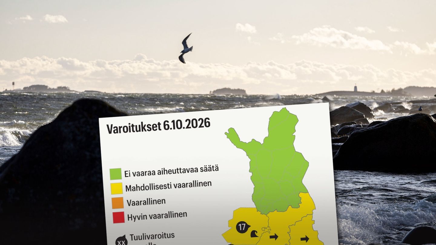 Vaarallinen tuuli iskee tiistaina – tuulivahingot mahdollisia läntisessä Suomessa