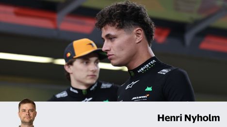 F1-mestaruus ratkeaa sunnuntaina. McLarenin Lando Norris (oik.) ja Oscar Piastri ovat mukana mestaruuskamppailussa. 
