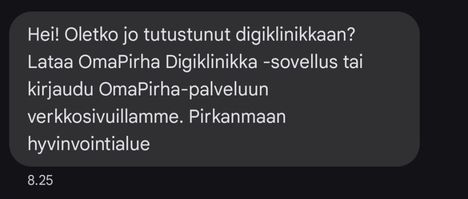 Tällaisia tekstiviestejä Pirha lähettää pirkanmaalaisille 3. toukokuuta alkaen.