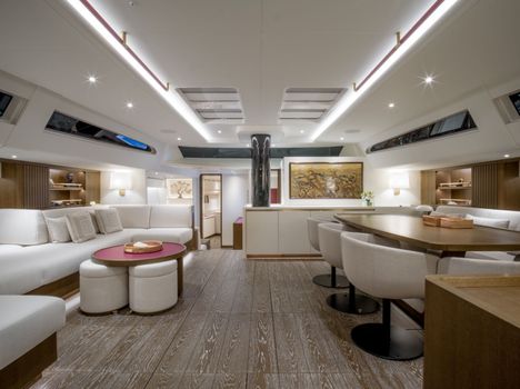 Interior of Swan 108 yacht.