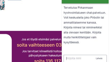 Chattiin pääsee vihreän puhekupla-ikonin kautta.