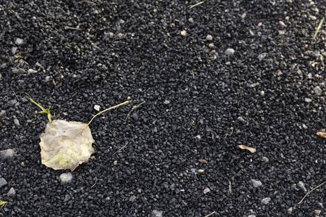 Next to the Myllypuro field, you can see rubber crumb spread outside the field from the old artificial turf.