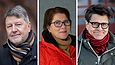 Aluehallituksen puheenjohtaja Kari-Matti Hiltunen (kok), ensimmäinen varapuheenjohtaja Hanna Laine (sd) ja toinen varapuheenjohtaja Jouni Sirén (vas) arvioivat Pirkanmaan hyvinvointialueen ensimmäistä toimintavuotta.