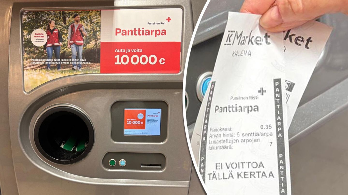 PÀÀvoittoa pullonpalautusautomaatin arpajaisista ei ole koskaan onnistuttu lunastamaan