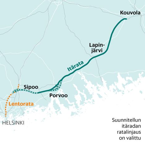 Junalla Puolessa Tunnissa Porvooseen It radan Linjaus Valittu HS fi