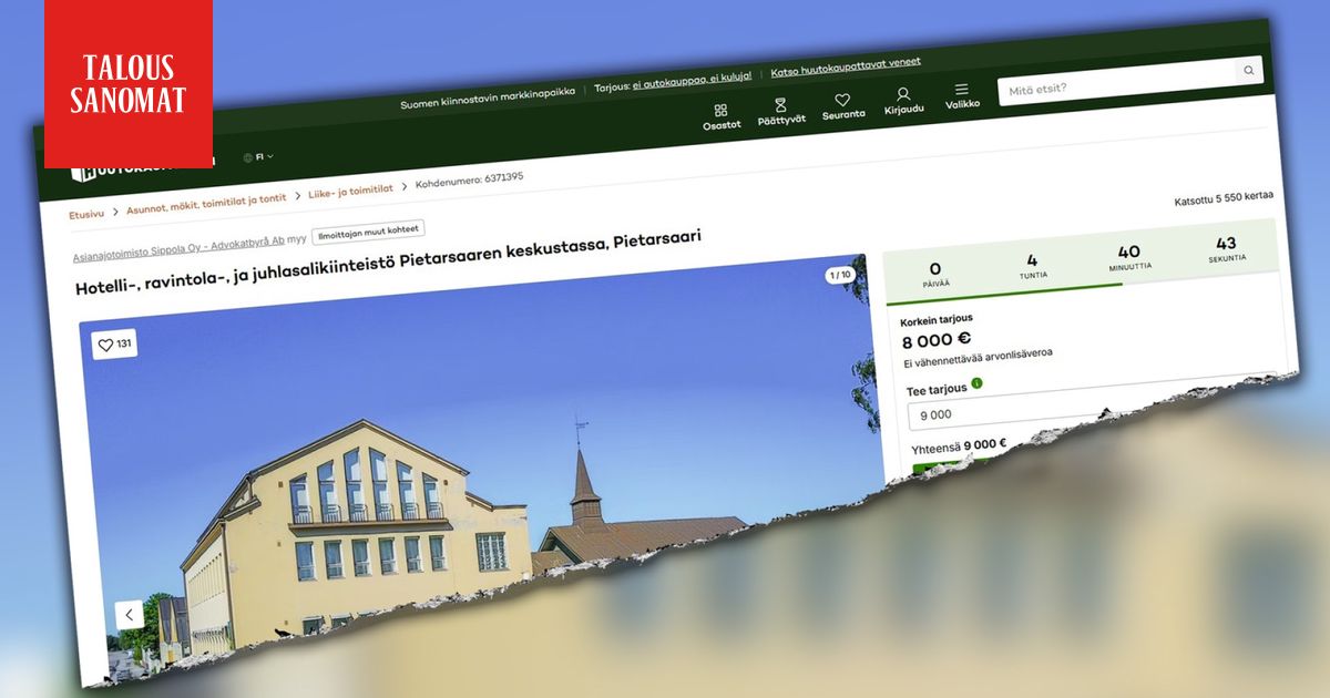 Khách sạn phong cách Jugend tại Pietarsaari được đấu giá với giá 51.000 euro