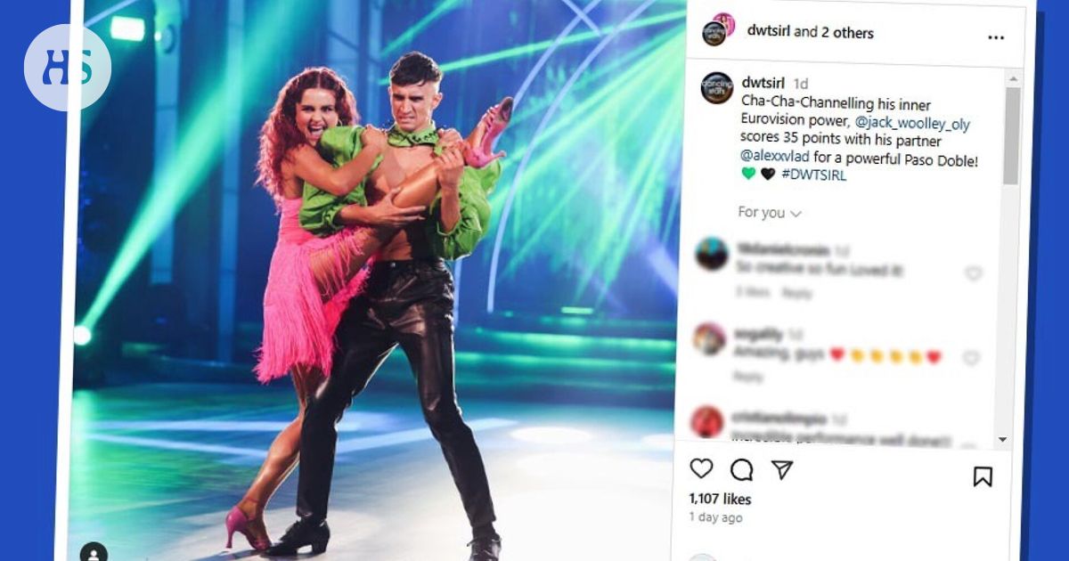 Irish dancing with the stars -pair dressed as a wrapper and his dancer