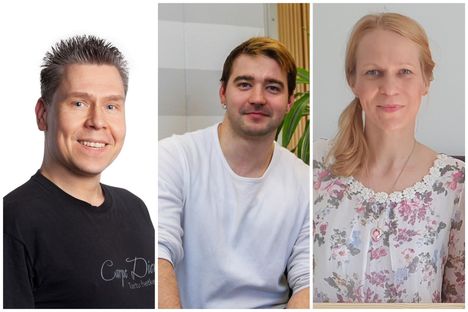 Marko Olander (vasemmalla), Jaakko Perttunen ja Maija-Sofia Ulmanen kertovat ratkaisujaan terveyspalveluiden parantamiseksi.