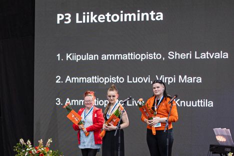 Sheri Latvala (kesk.) kilpaili lajissa Liiketoiminta.