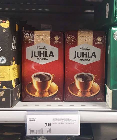 In the S-market downstairs in Sokos, Helsinki, Juhla Mokka cost the same as in the K-market in Postitalo.