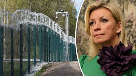 Itärajalle rakennettavaa raja-aitaa Nuijamaan rajanylityspaikan läheisyydessä toukokuussa. Maria Zaharova ehdottaa rajalle rakennettavan vessoja.