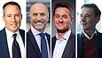 Nokian Renkaiden toimitusjohtaja Paolo Pompei (vas.), UPM:n toimitusjohtaja Massimo Reynaudo, Koneen toimitusjohtaja Philippe Delorme ja Nesteen ex-toimitusjohtaja Peter Vanacker