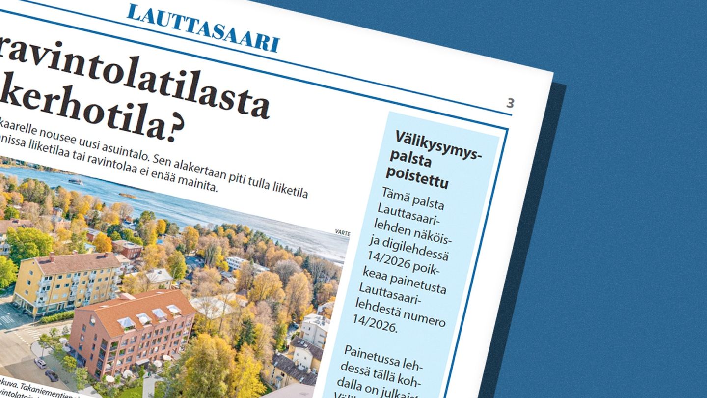 Media | Lauttasaari-lehteen päätyi toinenkin tekoälyllä tekaistu juttu