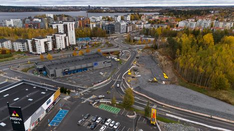 Tältä Partolan ratikkatyömaa Pirkkalassa näytti lokakuussa.