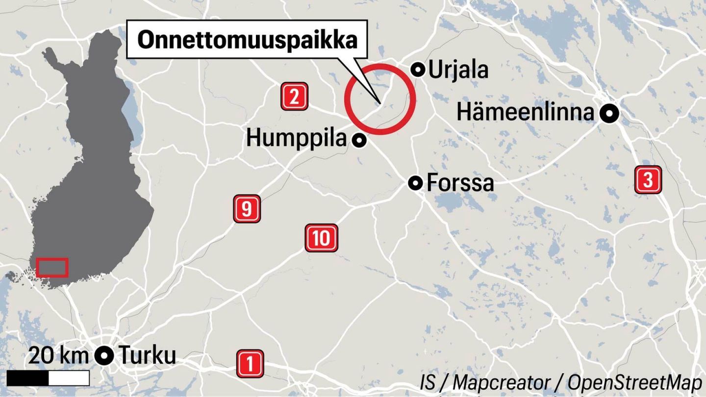Vakava onnettomuus Ysitiellä – osallisina kolme ajoneuvoa