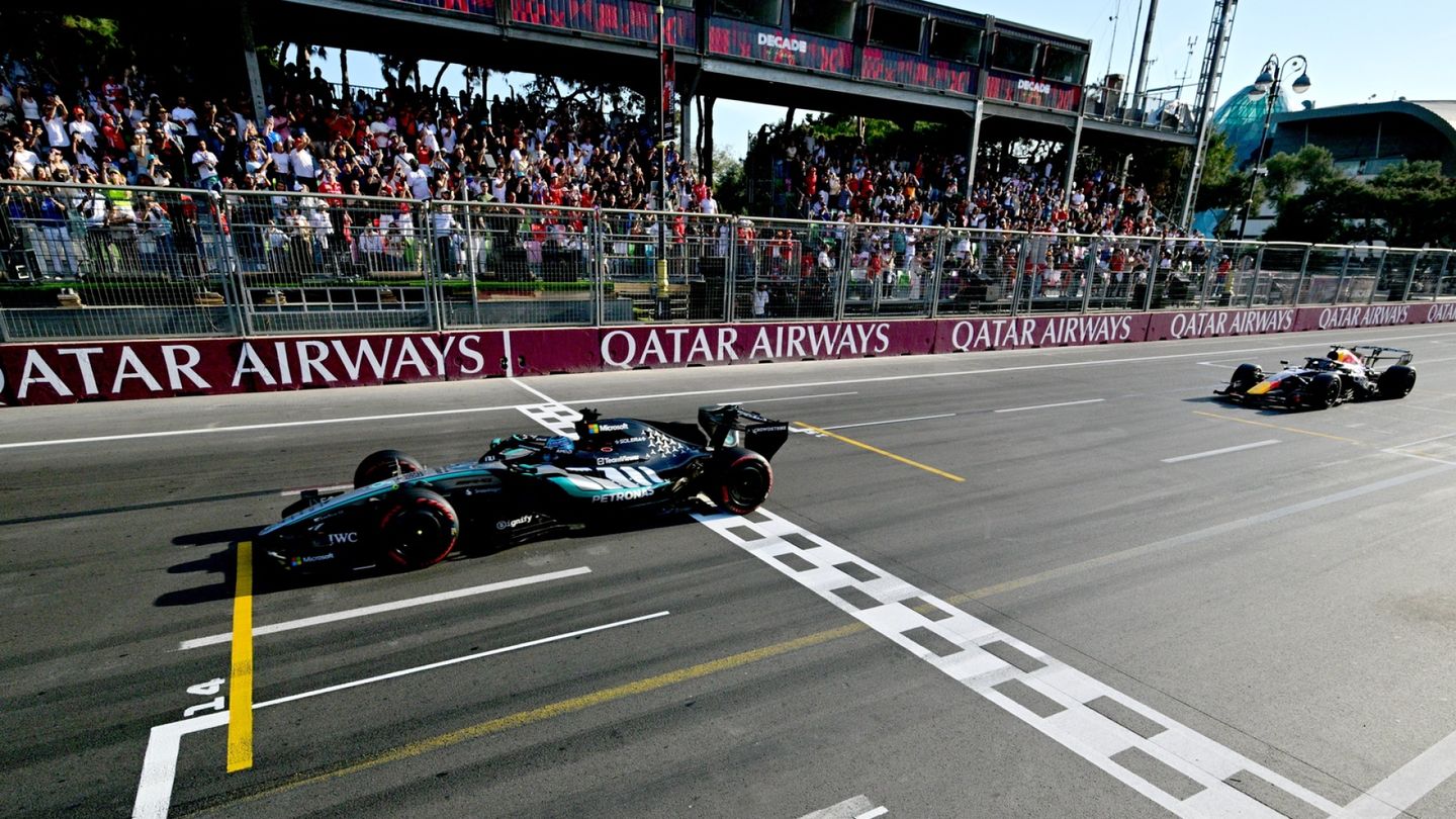 Russell voitti Bakun F1-kisan 0,2 sekunnilla – Bottas ajoi seinään