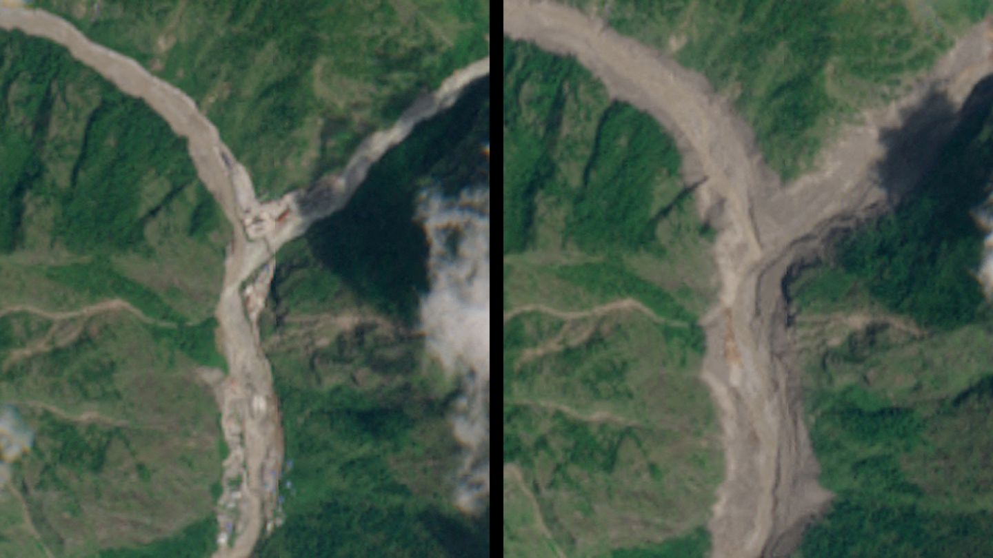 Himalayan Floods Devastate Border Crossing; Satellite Images Show Total Destruction