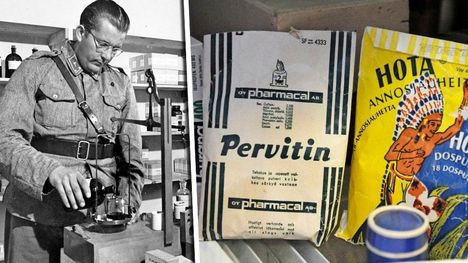 Sota-aikana heroiini oli rintamalla yleisessä käytössä. Pervitin-nimistä lääkejauhetta myytiin Suomessa 1980-luvulle asti. Reseptistä oli toki pudotettu metamfetamiini pois.